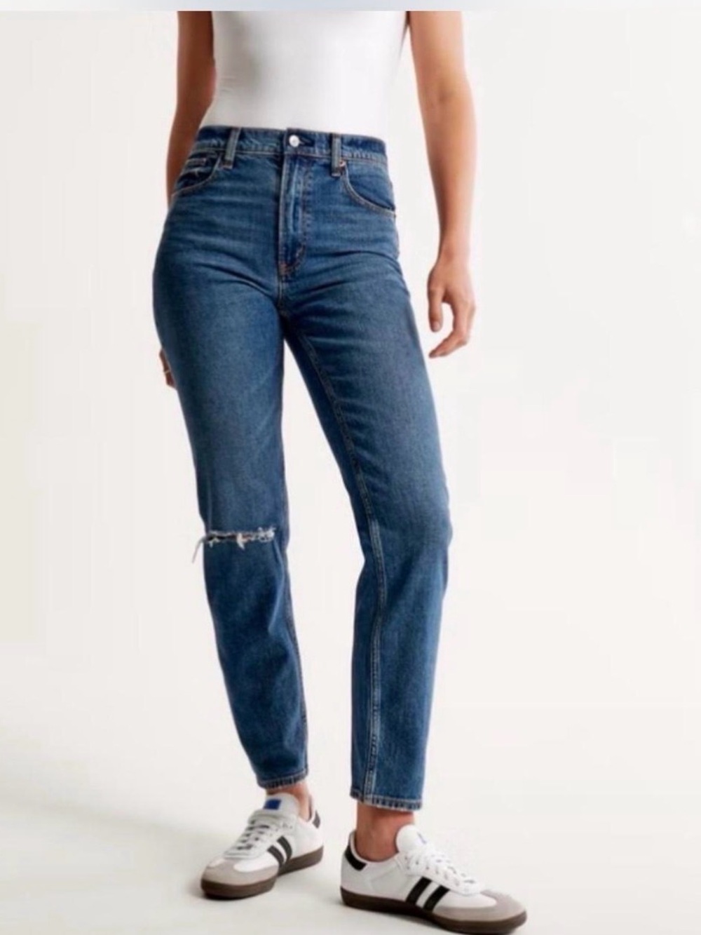 Abercrombie & Fitch High-Rise Slim Straight Jeans in Blue Denim